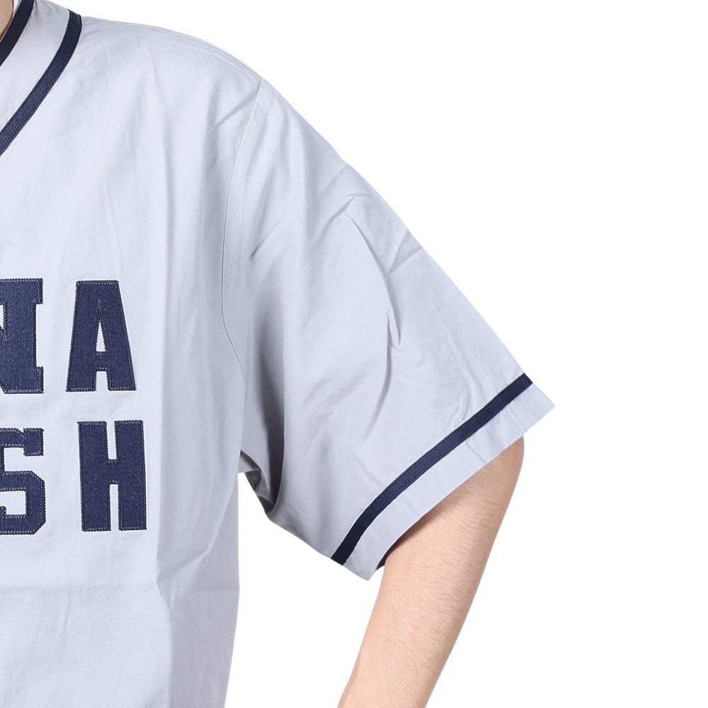 マナスタッシュ（MANASTASH）（メンズ）カレッジロゴ ベースボールシャツ 792-4123005 GREY