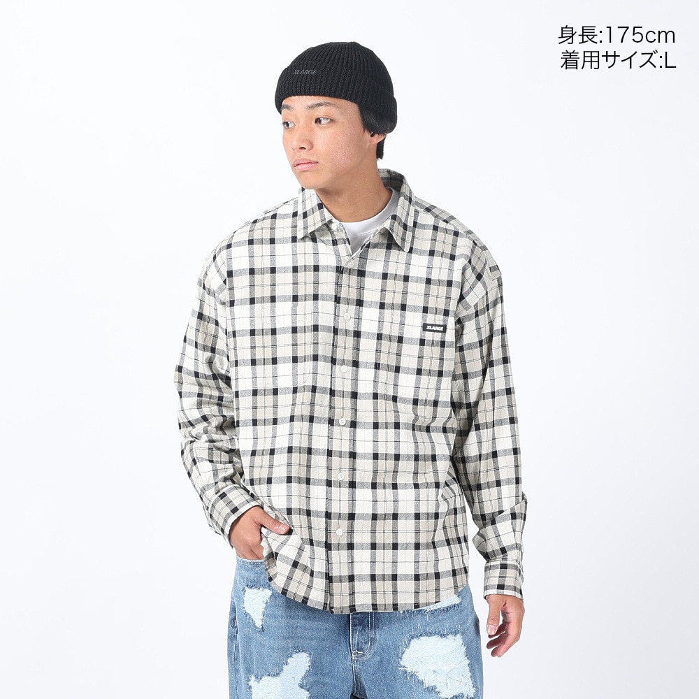 エクストララージ（XLARGE）（メンズ）PLAID 長袖シャツ 101241014001-BEIGE