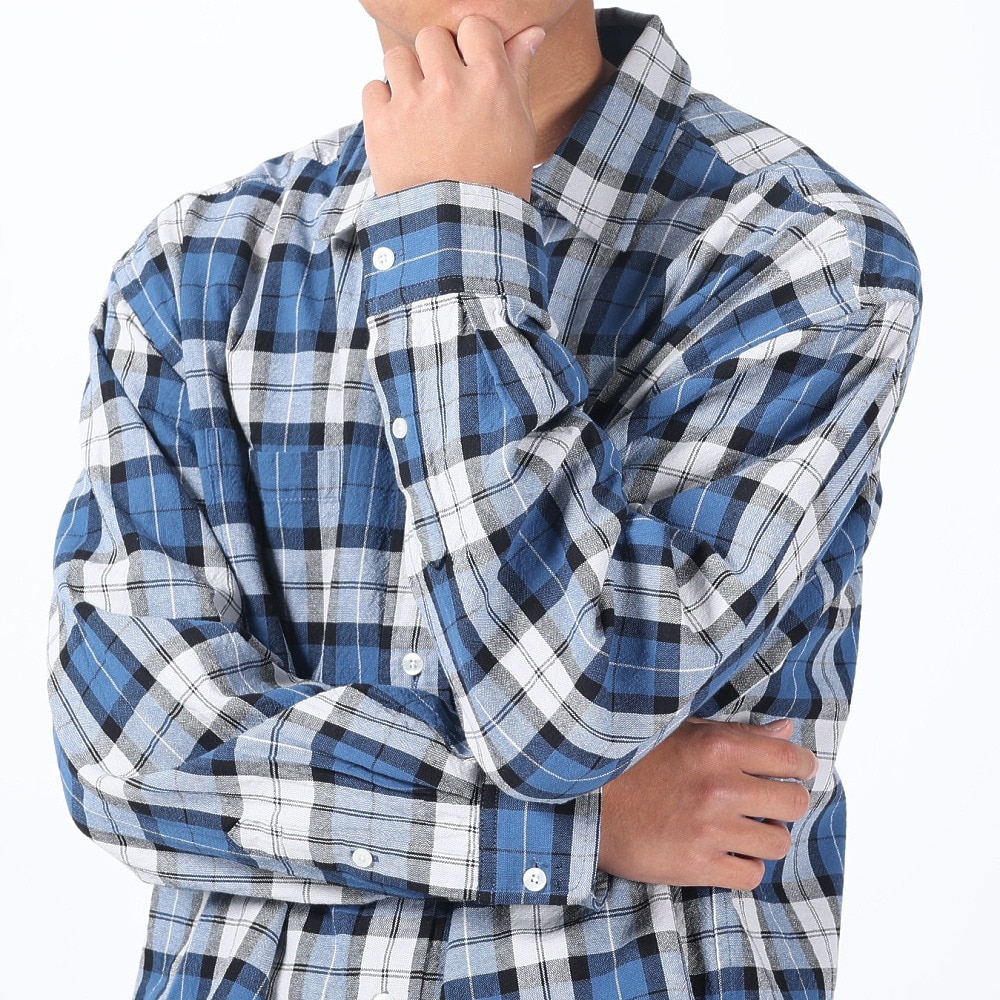 エクストララージ（XLARGE）（メンズ）プレイド チェック 長袖シャツ 101241014001-BLUE