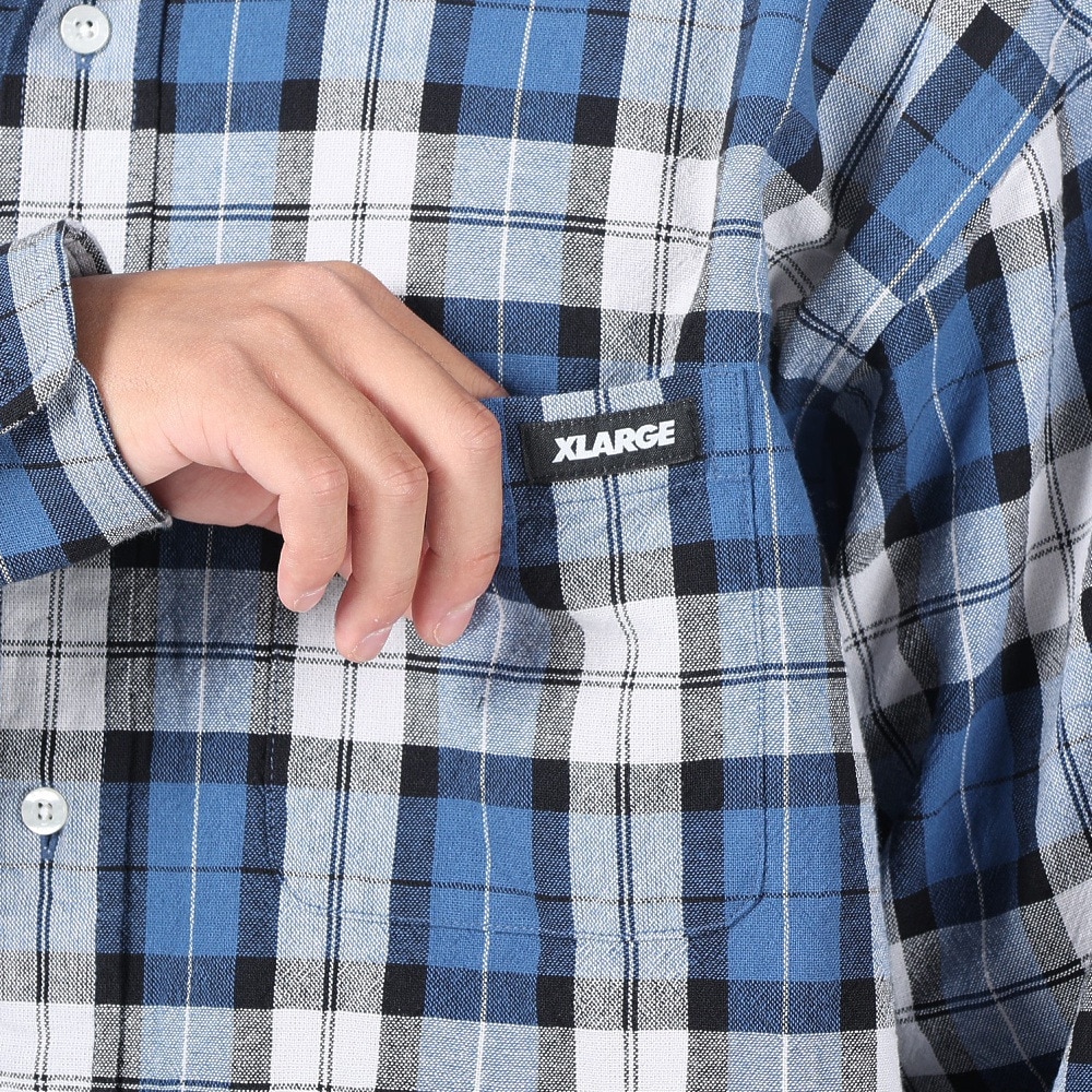 エクストララージ（XLARGE）（メンズ）プレイド チェック 長袖シャツ 101241014001-BLUE