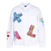 (メンズ)VARIOUS LETTER ロングスリーブシャツ 101241014006-WHITE
