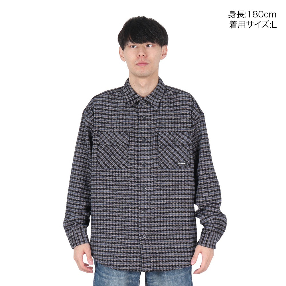 エクストララージ（XLARGE）（メンズ）プレイド ロングスリーブシャツ 101244014002-BLUE