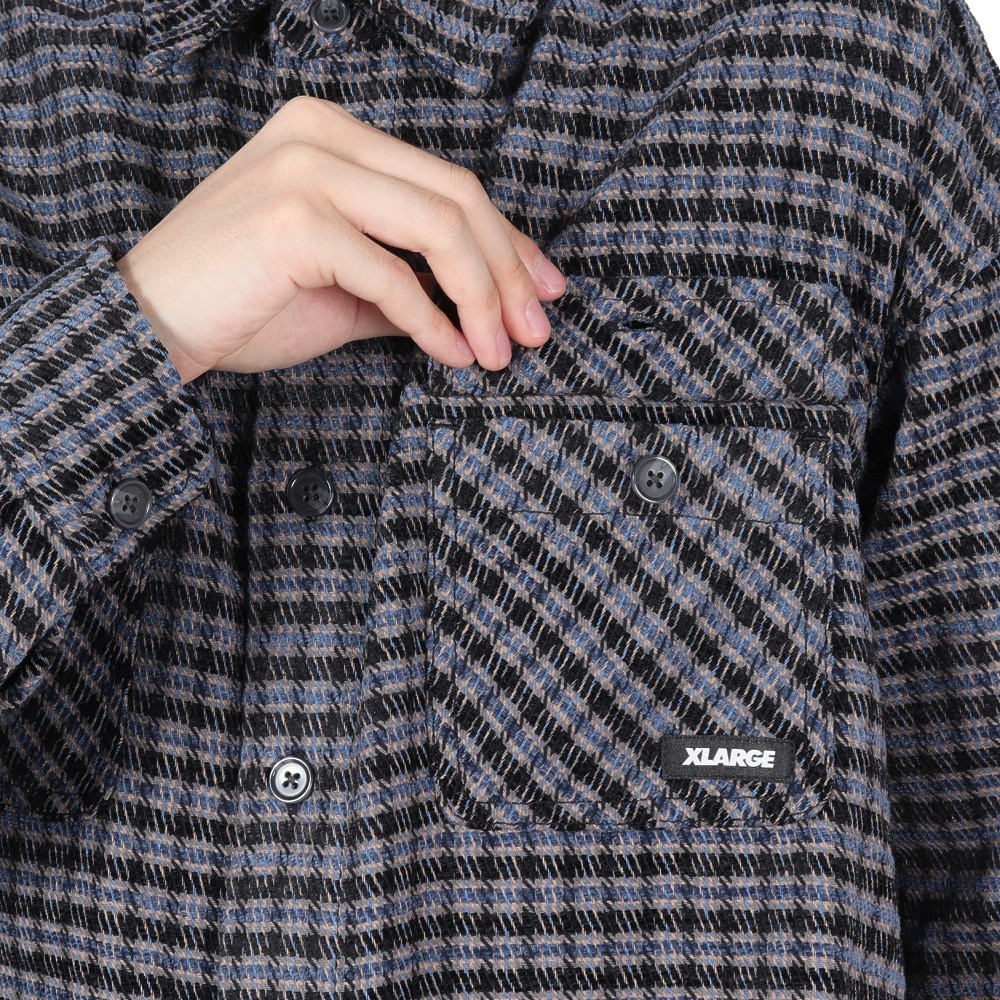 エクストララージ（XLARGE）（メンズ）プレイド ロングスリーブシャツ 101244014002-BLUE