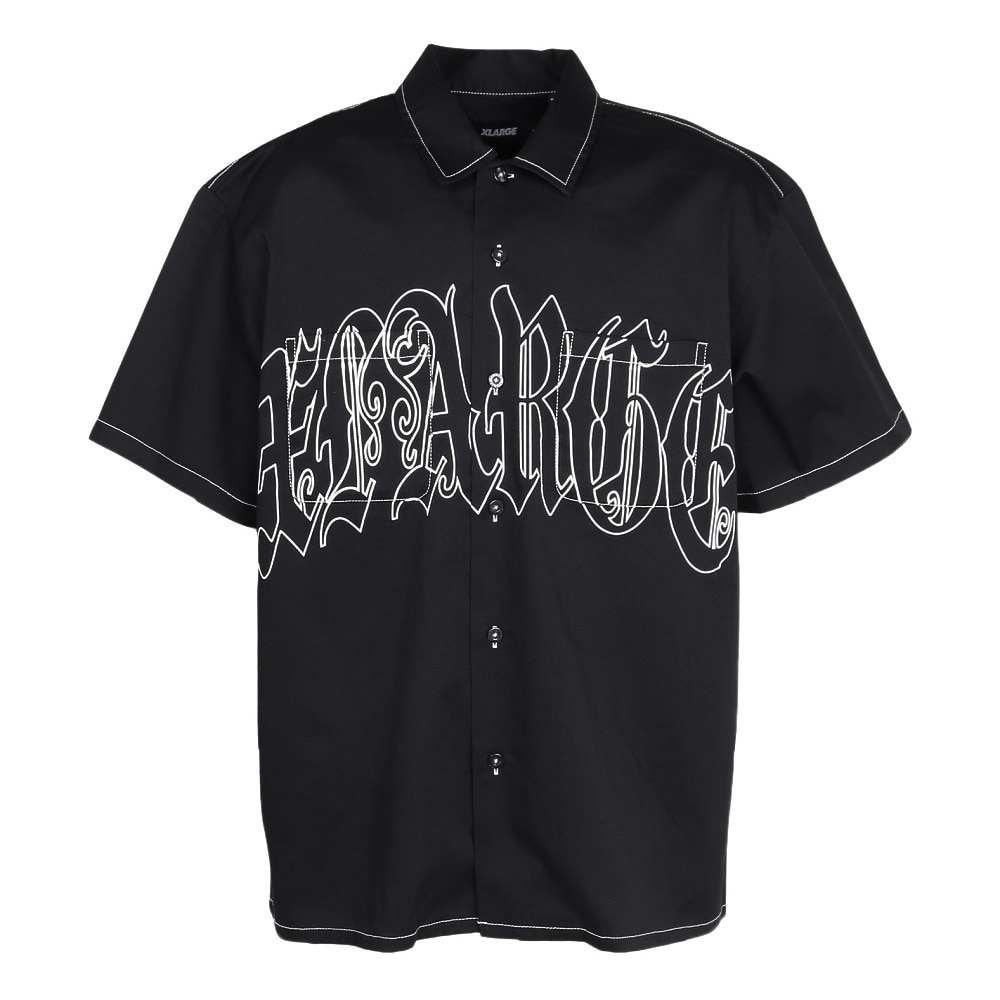 エクストララージ（XLARGE）（メンズ）OLD ENGLISH 半袖ワークシャツ 101251014004-BLACK