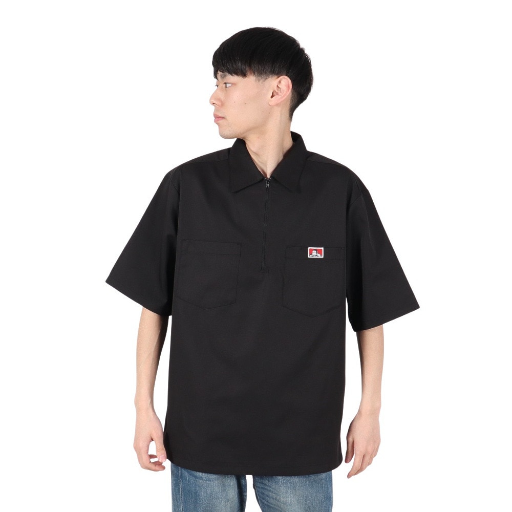 ベンデイビス（BEN DAVIS）（メンズ）ハーフジップ 半袖シャツ 25580030-BLK