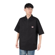 (メンズ)ハーフジップ 半袖シャツ 25580030-BLK