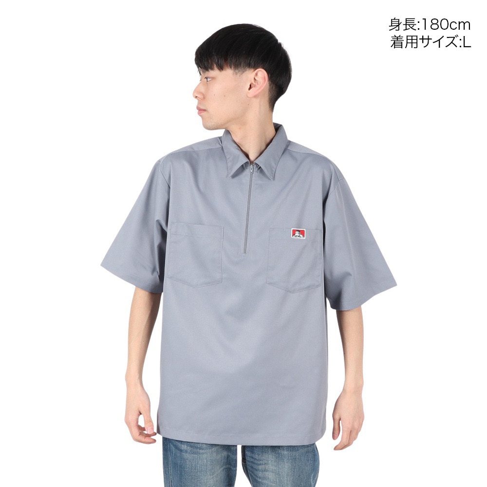 ベンデイビス（BEN DAVIS）（メンズ）ハーフジップ 半袖シャツ 25580030-LGRY