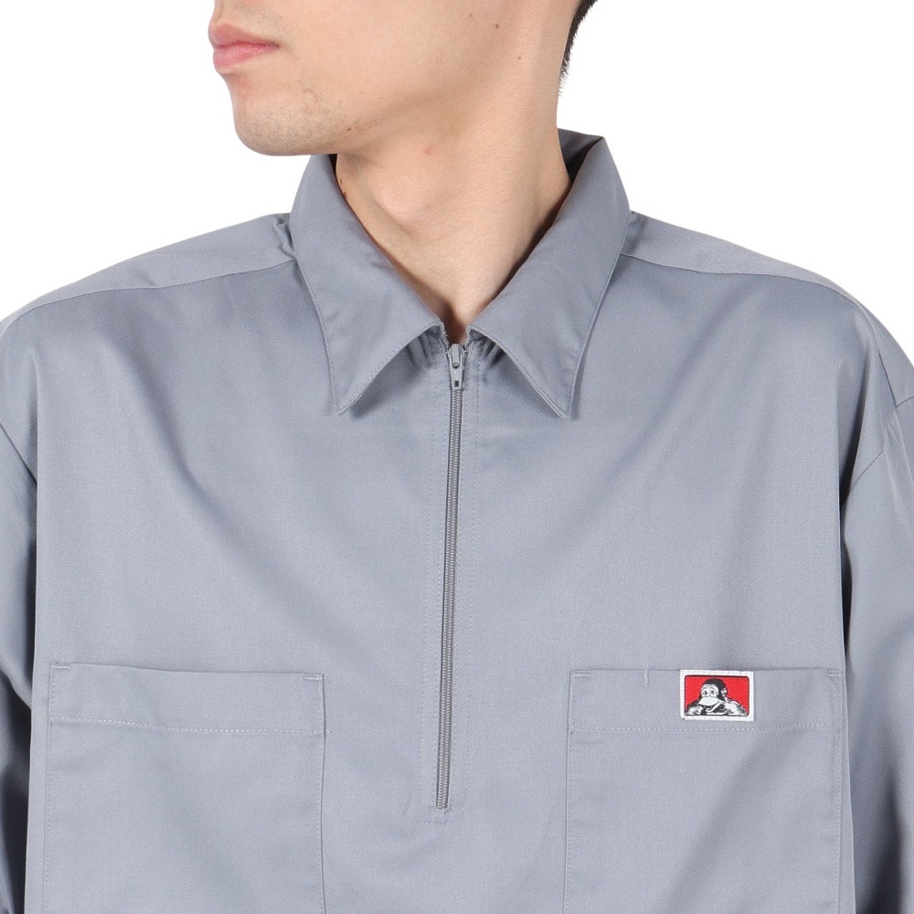 ベンデイビス（BEN DAVIS）（メンズ）ハーフジップ 半袖シャツ 25580030-LGRY