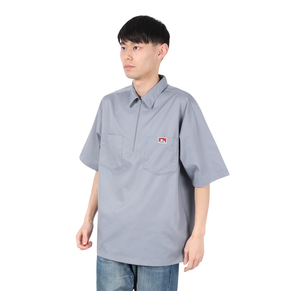 ベンデイビス（BEN DAVIS）（メンズ）ハーフジップ 半袖シャツ 25580030-LGRY