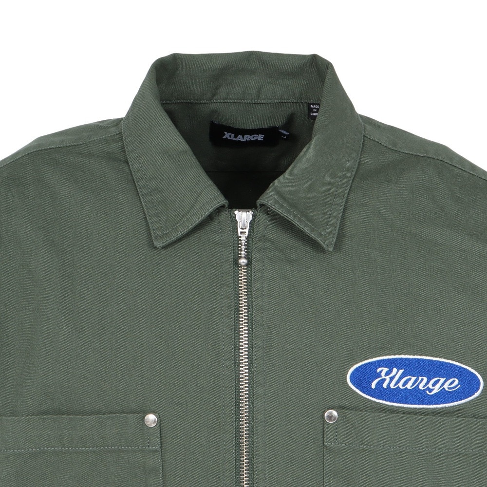 エクストララージ（XLARGE）（メンズ）ジップアップ 半袖 ワークシャツ 101252014001-GREEN