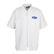 (メンズ)ジップアップ 半袖 ワークシャツ 101252014001-WHITE