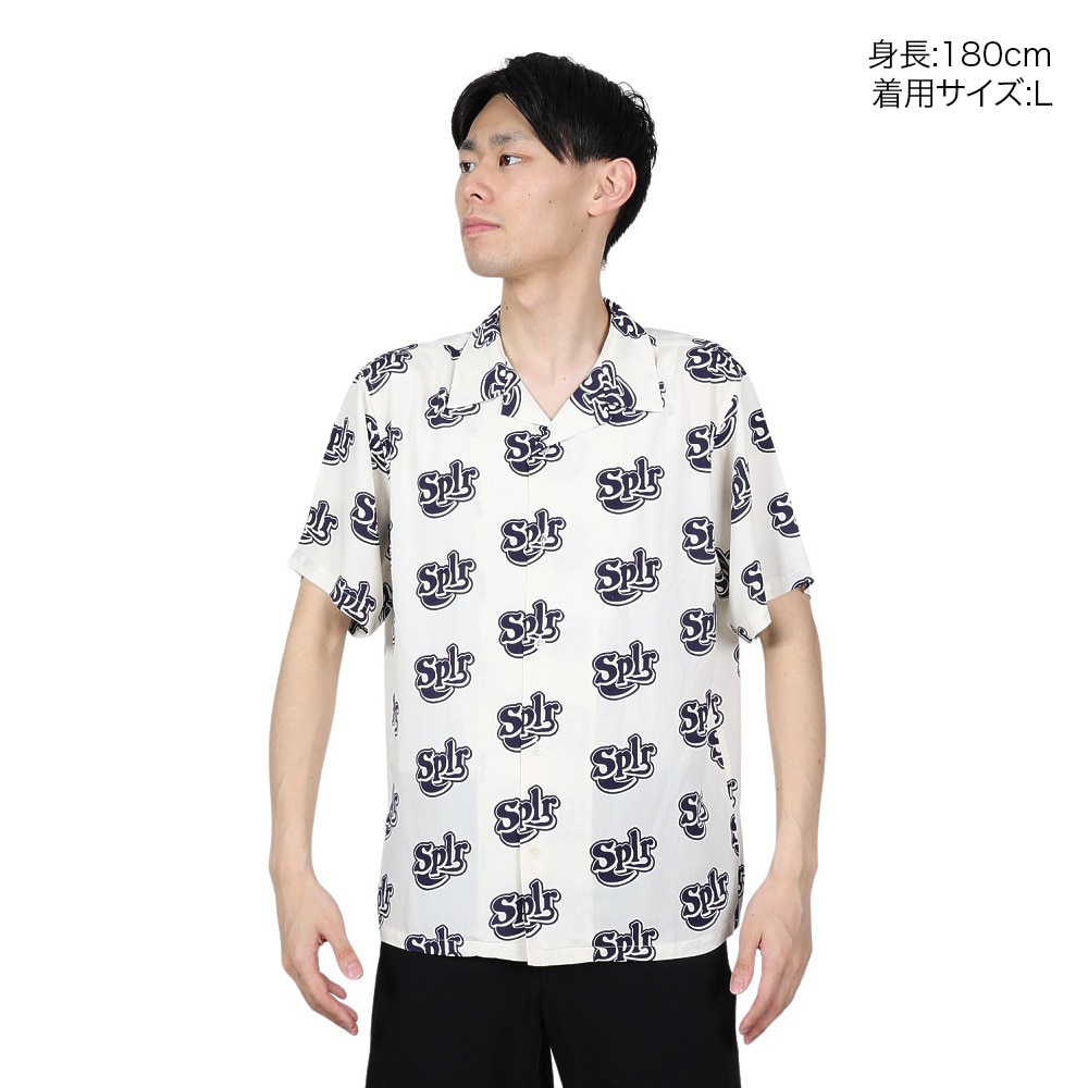 SPLR（SPLR）（メンズ）Allover ロゴ オープン カラー 半袖シャツ 2412-18115-00105