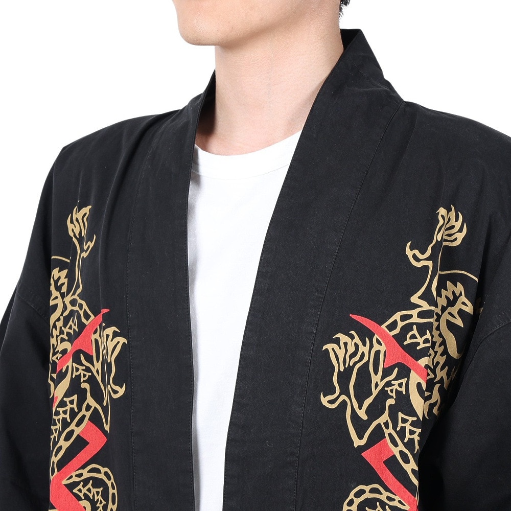 マナスタッシュ（MANASTASH）（メンズ）ドラゴンはんてんシャツ 792-4123003 BLACK