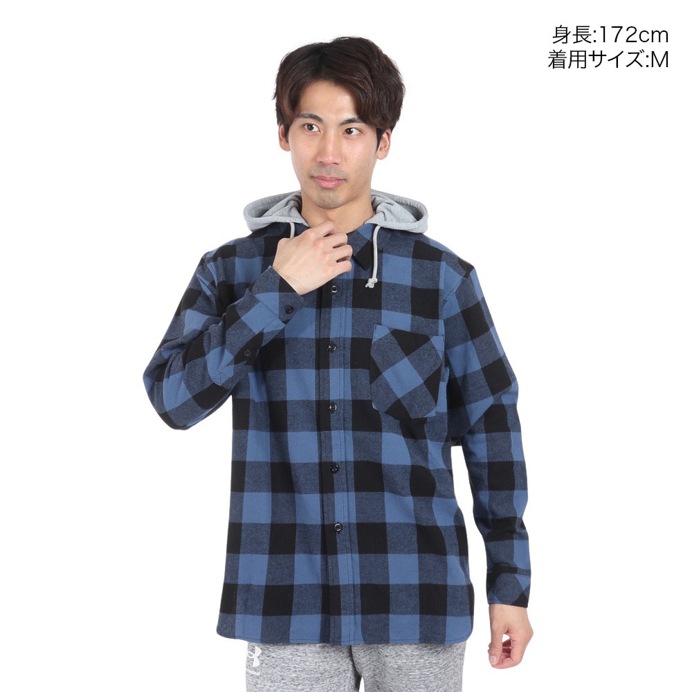 IPD（IPD）（メンズ）フーディー フランネルシャツ IPDFLRP-703-BK/BL