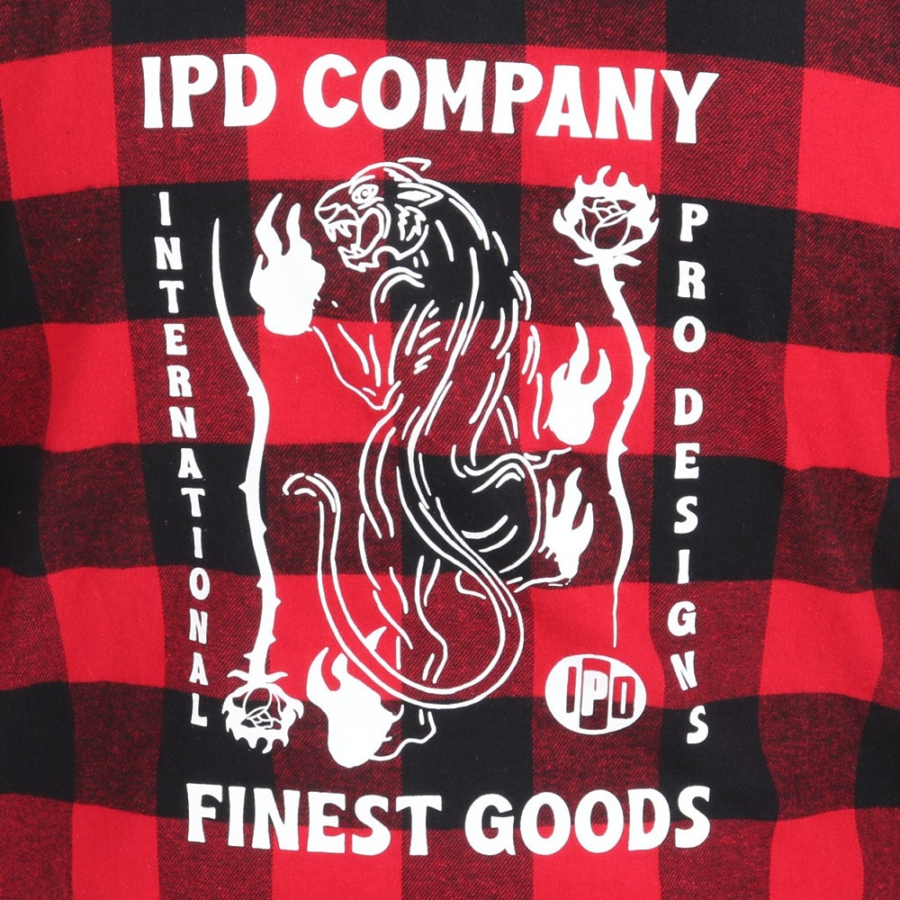 IPD（IPD）（メンズ）フーディー フランネルシャツ IPDFLRP-703-BK/RD