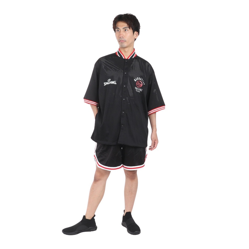 マンハッタンポーテージ（ManhattanPortage）（メンズ）メッシュ半袖シャツ SPALDING 24SS-MP-M571 BLK
