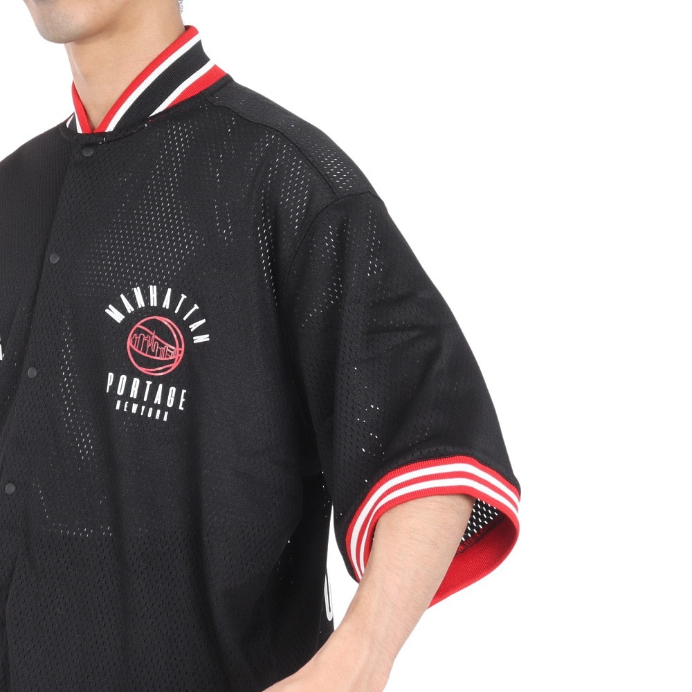 マンハッタンポーテージ（ManhattanPortage）（メンズ）メッシュ半袖シャツ SPALDING 24SS-MP-M571 BLK