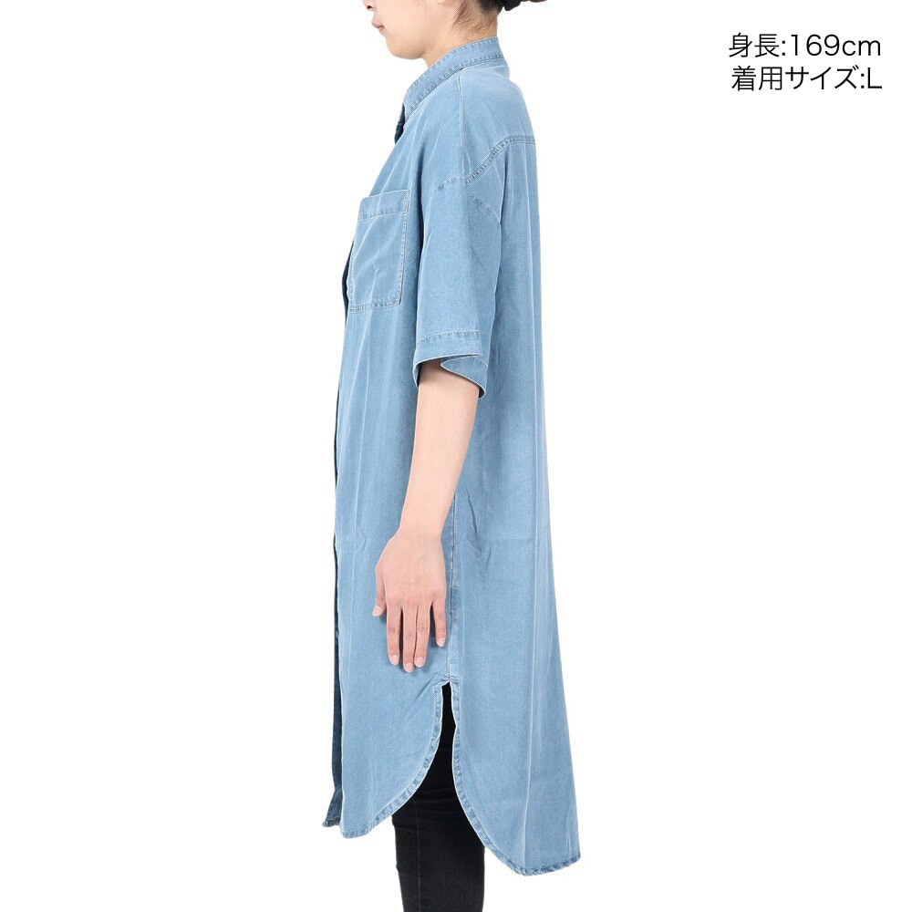 WHEART（WHEART）（レディース）デニムシャツワンピース W-6034 SAX
