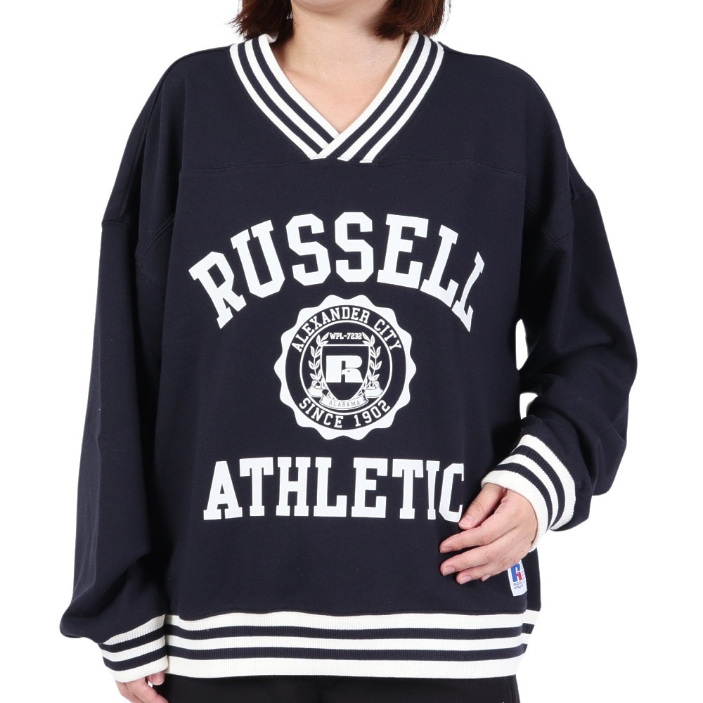 ラッセル（RUSSELL）（レディース）Vネックライン リブスウェット Wide RBL23F1001 NVY