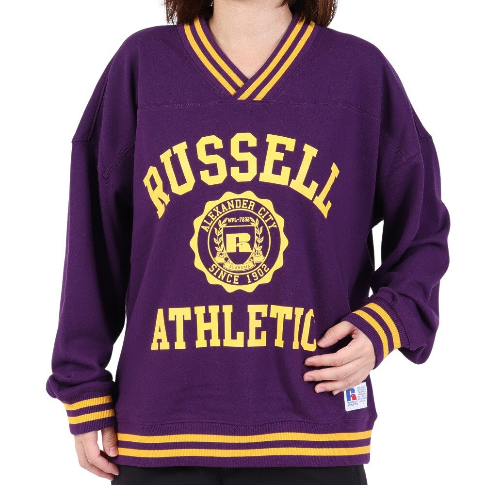 ラッセル（RUSSELL）（レディース）Vネックライン リブスウェット Wide RBL23F1001 PUL