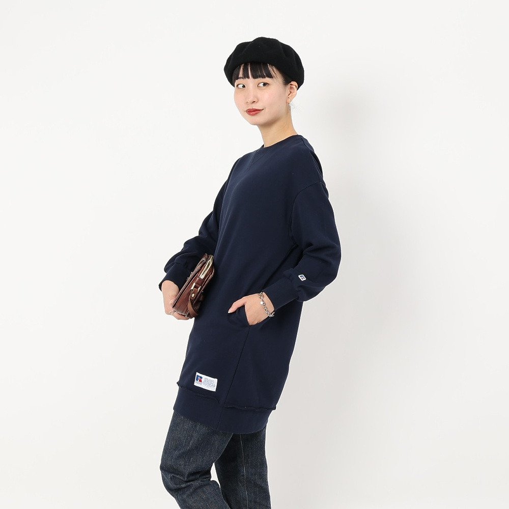 ラッセル（RUSSELL）（レディース）C100 チュニック クルーネック スウェットシャツ RBL25F0001 NVY