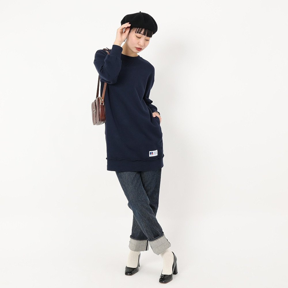 ラッセル（RUSSELL）（レディース）C100 チュニック クルーネック スウェットシャツ RBL25F0001 NVY