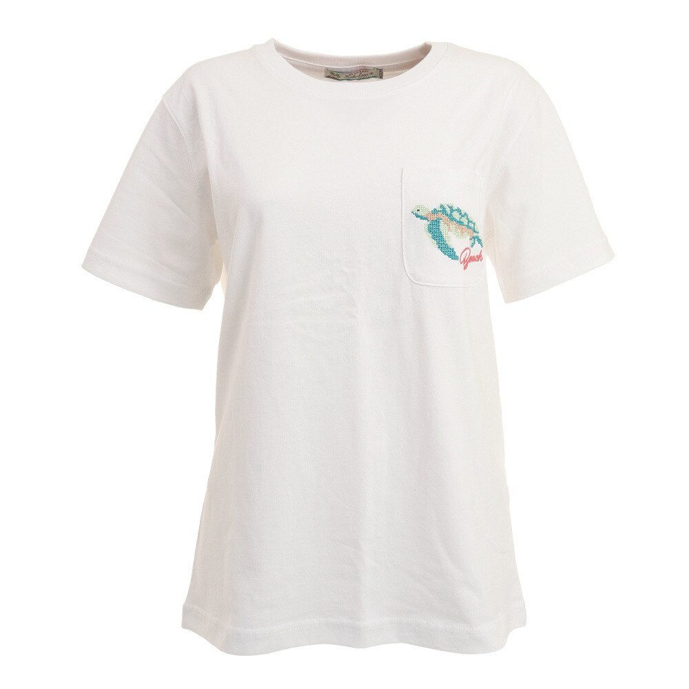  ワンポイントポケット刺繍 半袖Tシャツ 212HU2ST044 WHT-1