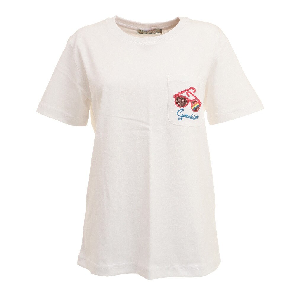  ワンポイントポケット刺繍 半袖Tシャツ 212HU2ST044 WHT-2