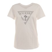 ゲス（GUESS）（レディース）箔プリントロゴ 半袖Tシャツ YM2K8407 KWHT