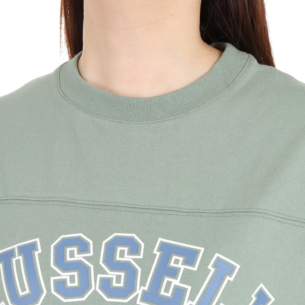 ラッセル（RUSSELL）（レディース）Tシャツ ワンピース 半袖 16/-OE 綿100% ロゴ RBL23S1001 GRN