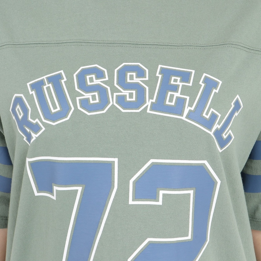 ラッセル（RUSSELL）（レディース）Tシャツ ワンピース 半袖 16/-OE 綿100% ロゴ RBL23S1001 GRN
