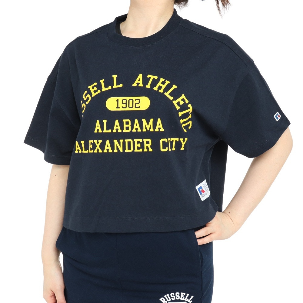 ラッセル（RUSSELL）（レディース）16/-OE ショート丈半袖Tシャツ RBL23S1002 NVY