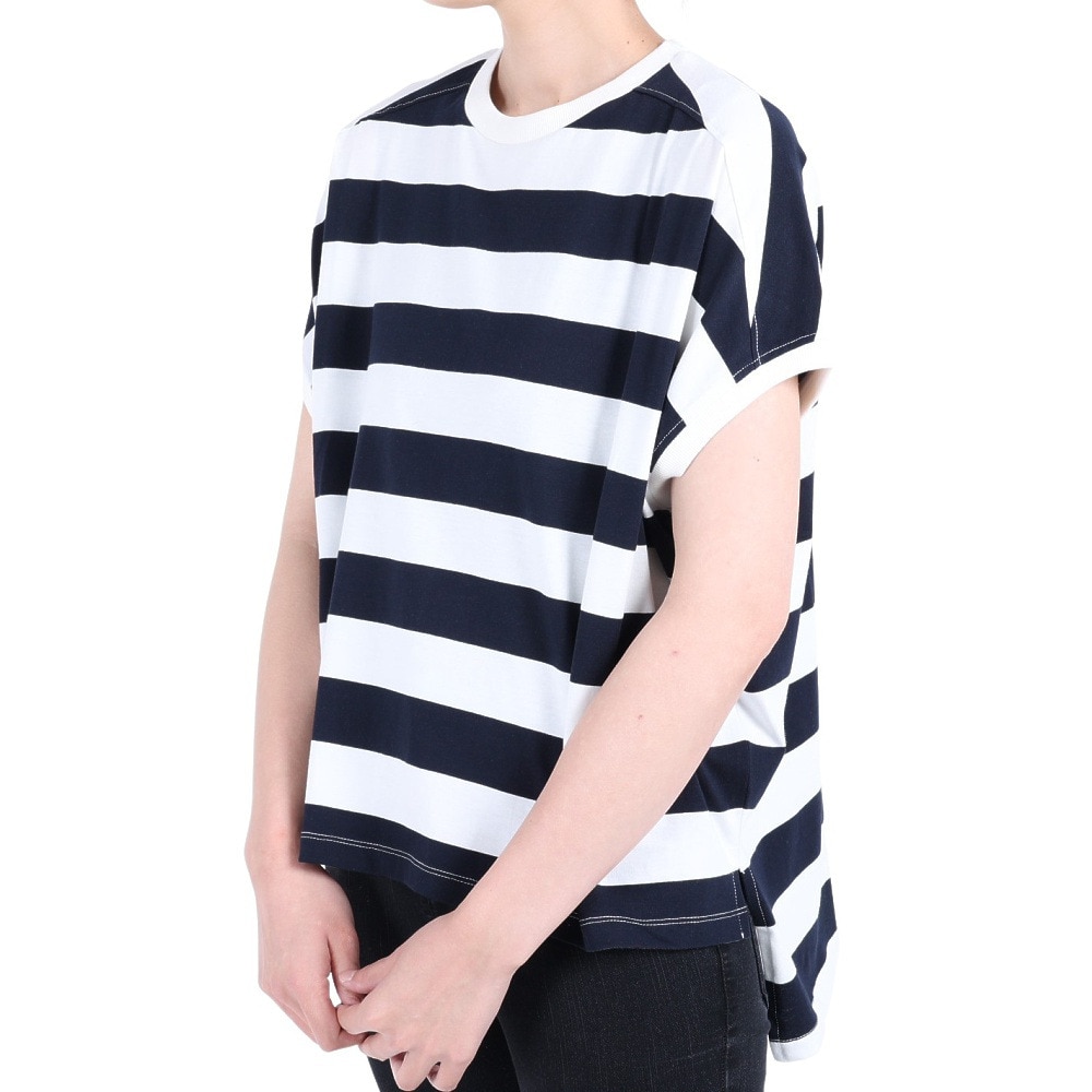 ミティス（mitis）（レディース）半袖Tシャツ レディース 太ボーダーフレンチTシャツ 23111008NVY  スポーツ用品はスーパースポーツゼビオ