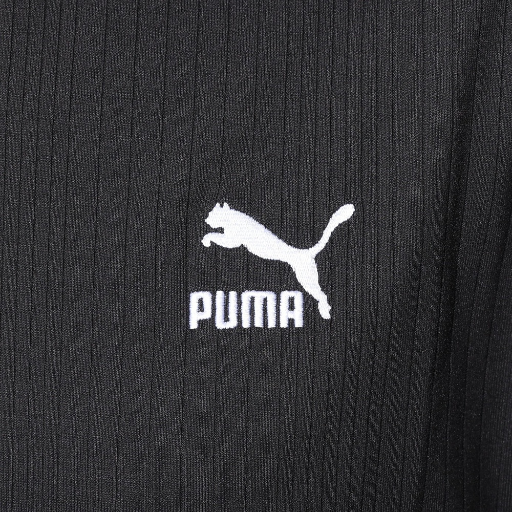 プーマ（PUMA）（レディース）CLASSICS リブ リラックス モックネック半袖シャツ 626071 01 BLK