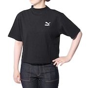 (レディース)CLASSICS リブ リラックス モックネック半袖シャツ 626071 01 BLK