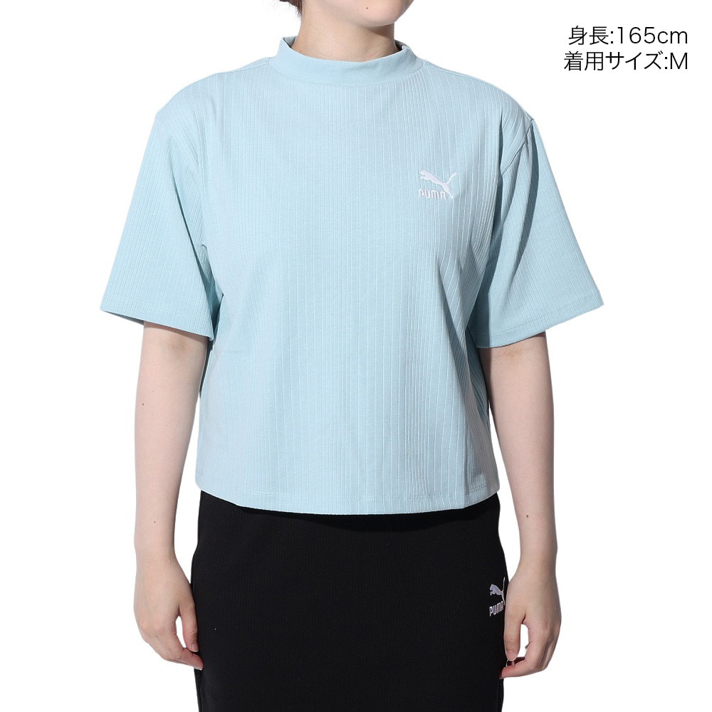 プーマ（PUMA）（レディース）CLASSICS リブ リラックス モックネック半袖シャツ 626071 22 TQS