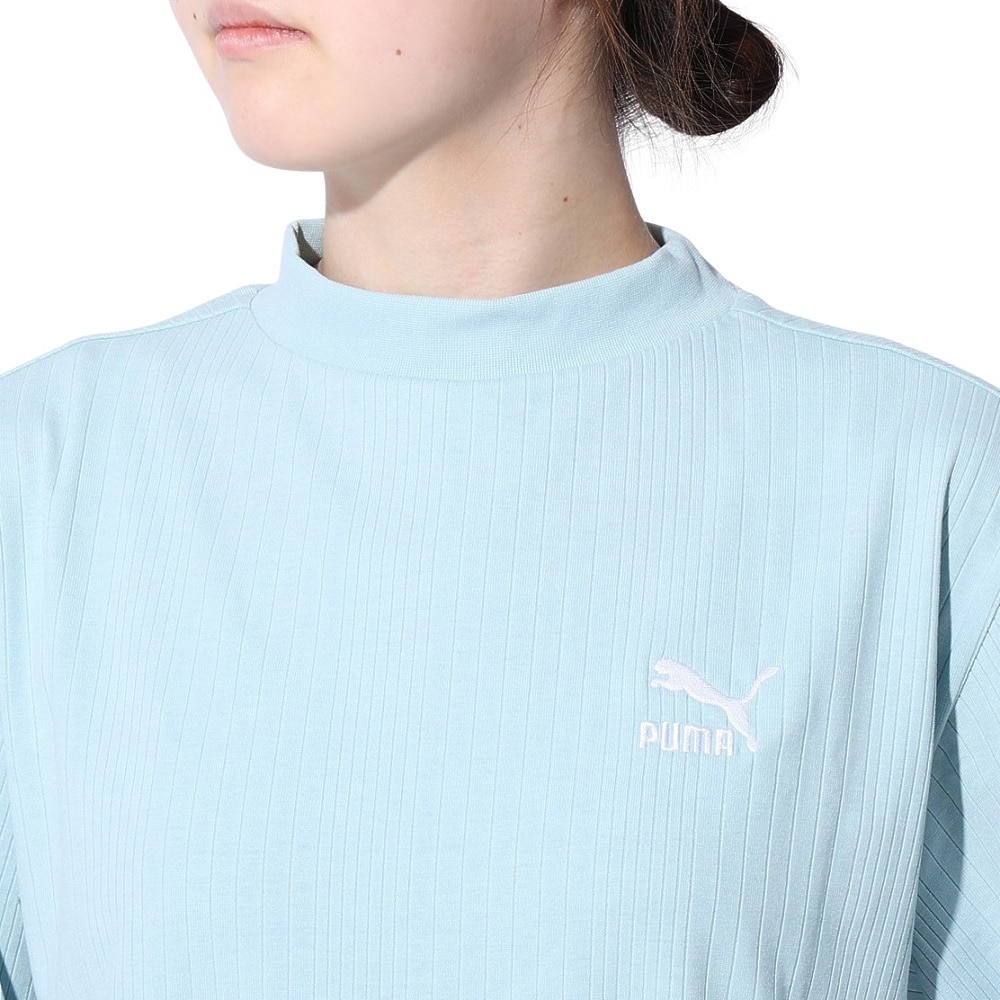 プーマ（PUMA）（レディース）CLASSICS リブ リラックス モックネック半袖シャツ 626071 22 TQS