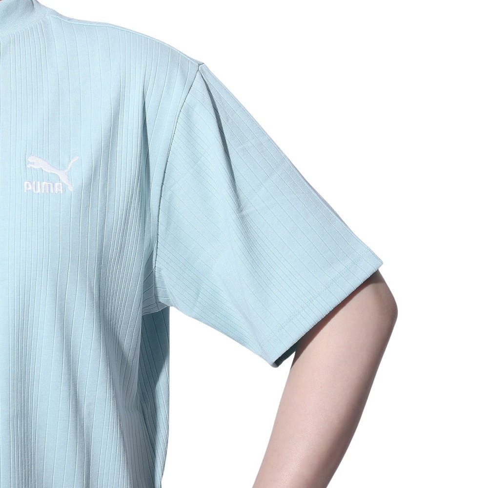 プーマ（PUMA）（レディース）CLASSICS リブ リラックス モックネック半袖シャツ 626071 22 TQS