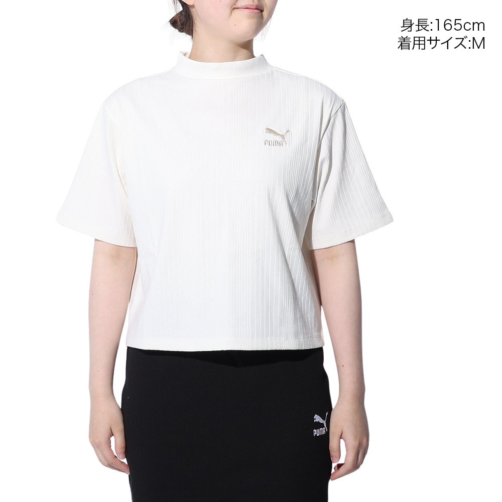 プーマ（PUMA）（レディース）CLASSICS リブ リラックス モックネック半袖シャツ 626071 66 IVR