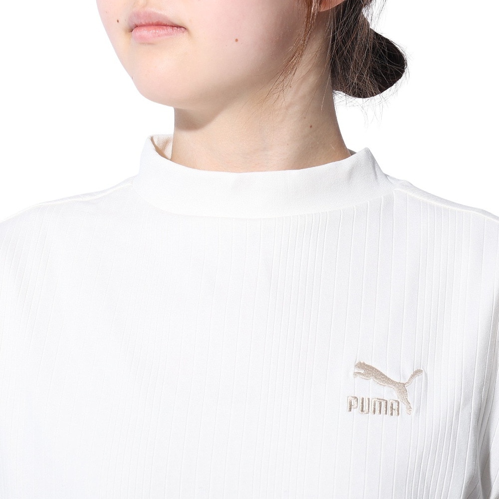 プーマ（PUMA）（レディース）CLASSICS リブ リラックス モックネック半袖シャツ 626071 66 IVR