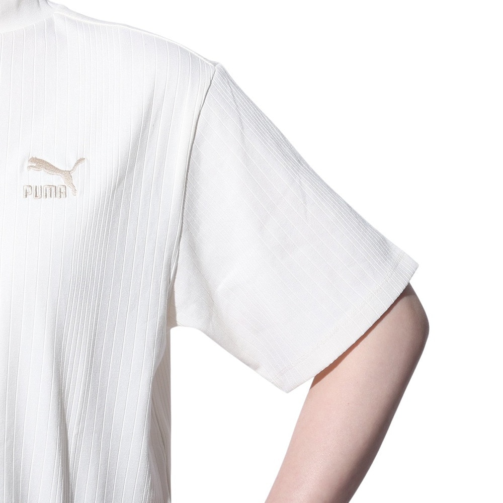 プーマ（PUMA）（レディース）CLASSICS リブ リラックス モックネック半袖シャツ 626071 66 IVR