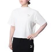 (レディース)CLASSICS リブ リラックス モックネック半袖シャツ 626071 66 IVR