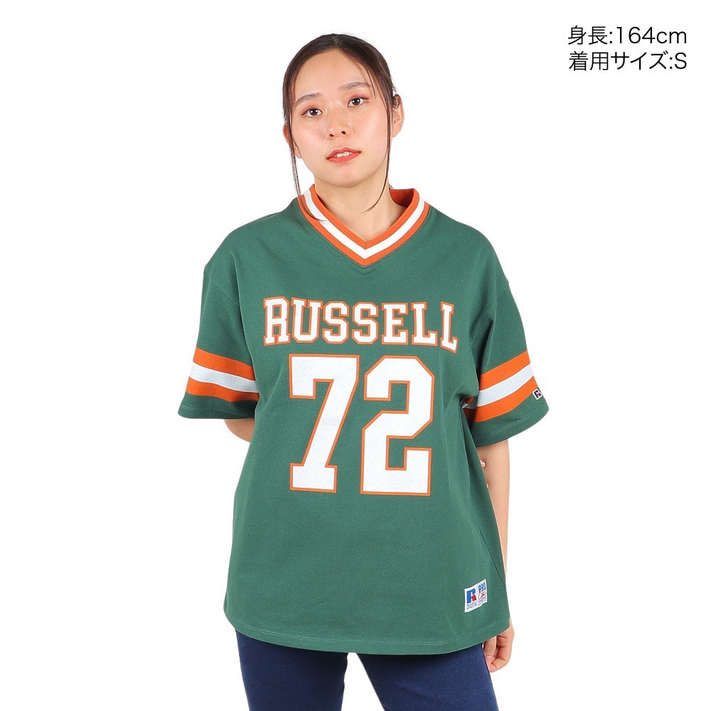 ラッセル（RUSSELL）（レディース）ProCottonフットボールTシャツ スパッツ付き RBL24S1002 DGRN