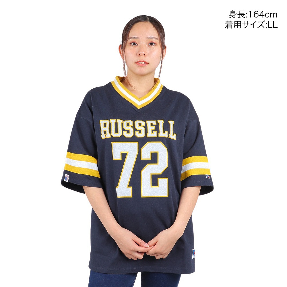 ラッセル（RUSSELL）（レディース）ProCotton フットボール 半袖Tシャツ スパッツ付き RBL24S1002 NVY