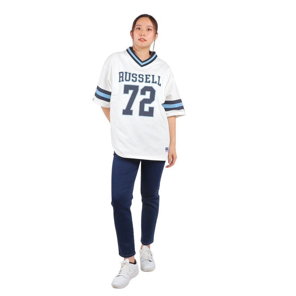 ラッセル（RUSSELL）（レディース）ProCottonフットボールTシャツ スパッツ付き RBL24S1002 WHT