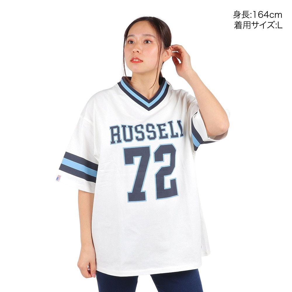 ラッセル（RUSSELL）（レディース）ProCottonフットボールTシャツ スパッツ付き RBL24S1002 WHT