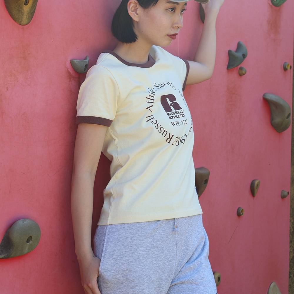 ラッセル（RUSSELL）（レディース）16/-OE REGリンガー 半袖Tシャツ RBL24S1003 CRM