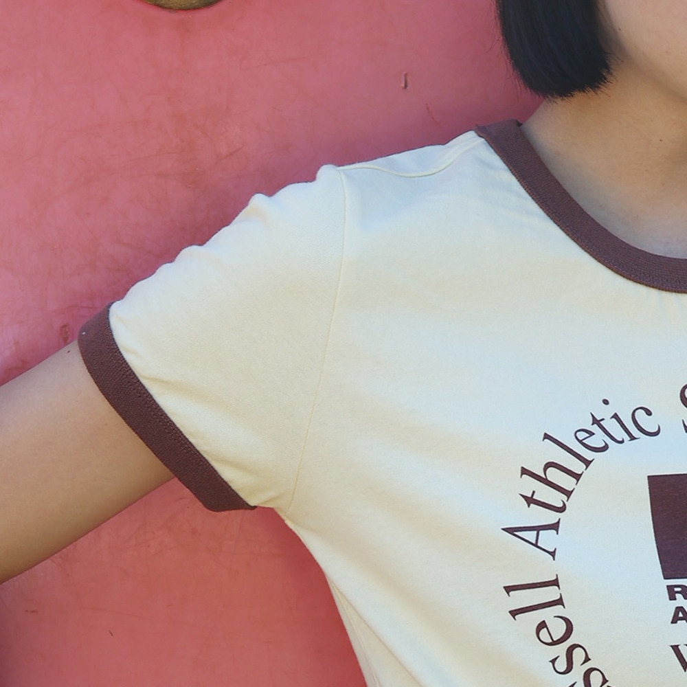 ラッセル（RUSSELL）（レディース）16/-OE REGリンガー 半袖Tシャツ RBL24S1003 CRM