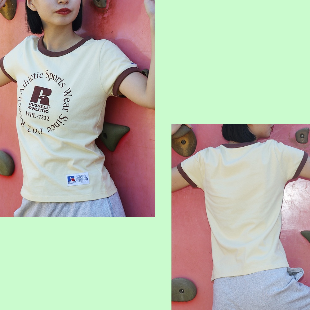 ラッセル（RUSSELL）（レディース）16/-OE REGリンガー 半袖Tシャツ RBL24S1003 CRM