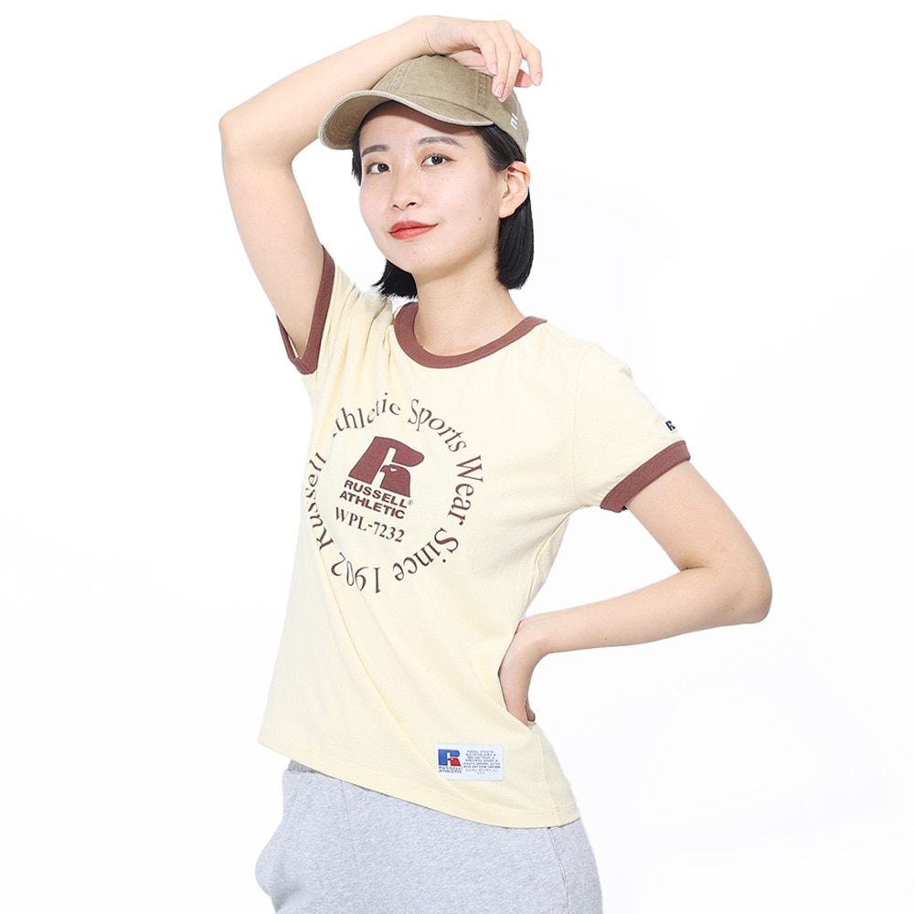 ラッセル（RUSSELL）（レディース）16/-OE REGリンガー 半袖Tシャツ RBL24S1003 CRM